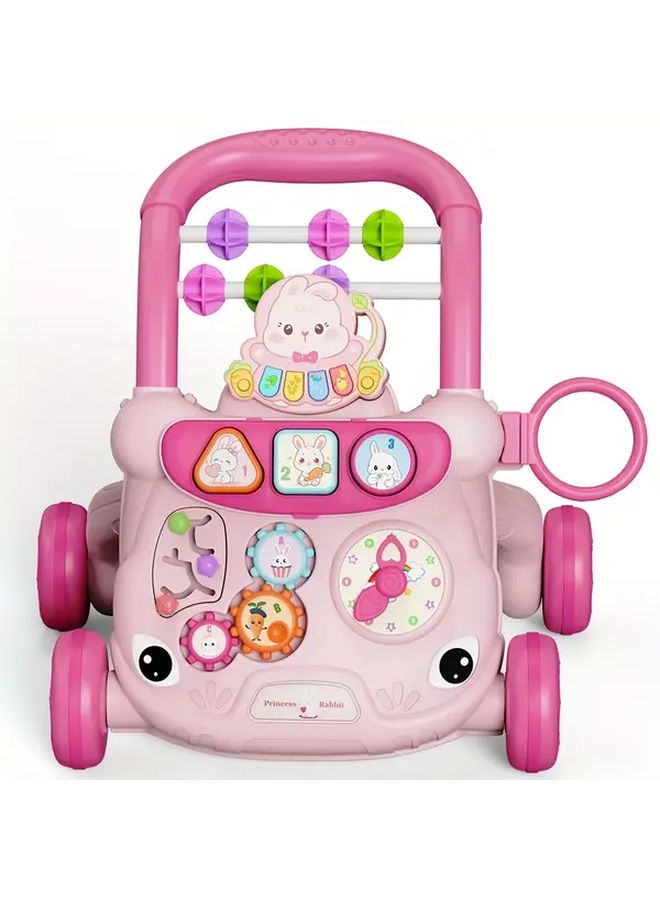 لعبة تعليمية وردية للرضع: متاهة الخرز، تروس دوارة، سلة كرة السلة، فرز الأشكال، تطوير المهارات الحركية - Image 3